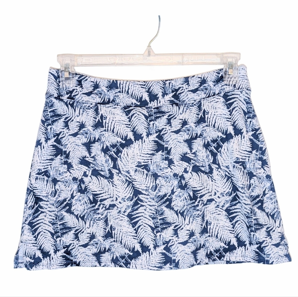 Blue And White Fern Pattern Skort